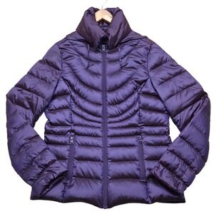 A.N.A  Packable Premium Down Puffer Jacket Purple Hooded Womens Medium‎